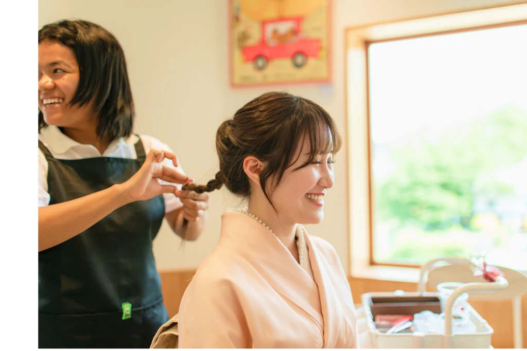 スタッフによるヘアセット